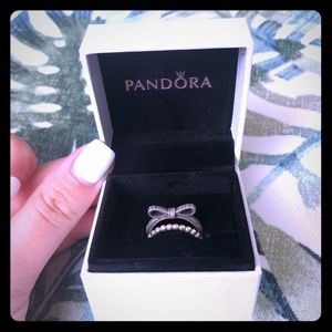 Classic Bow and Beaded Pandora Rings
